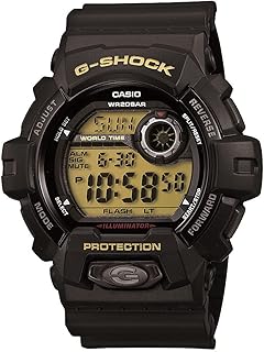 casio 卡西欧 男士石英运动手表树脂表带,黑色,29.4(型号:g-8900-1cr)